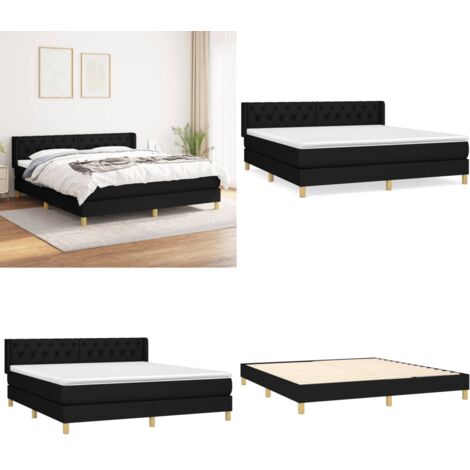 Cama box spring con colchón tela negro 160x200 cm - Colchón de muelles ensacados - Cama box spring