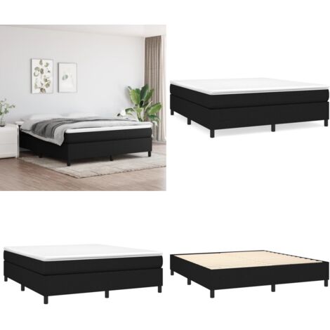Cama box spring con colchón tela negro 160x200 cm - Colchón de muelles ensacados - Cama box spring