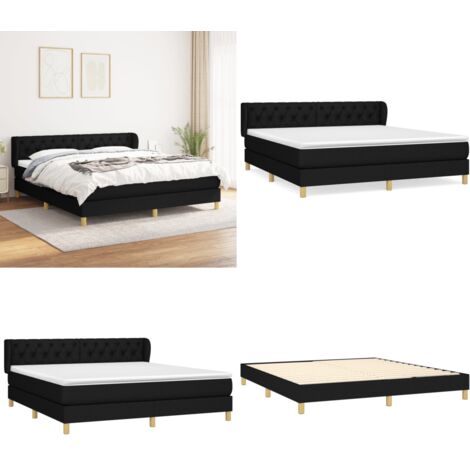 Cama box spring con colchón tela negro 160x200 cm - Colchón de muelles ensacados - Cama box spring