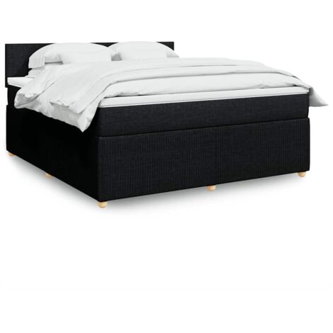 Cama box spring con colchón tela negro 180x200 cm