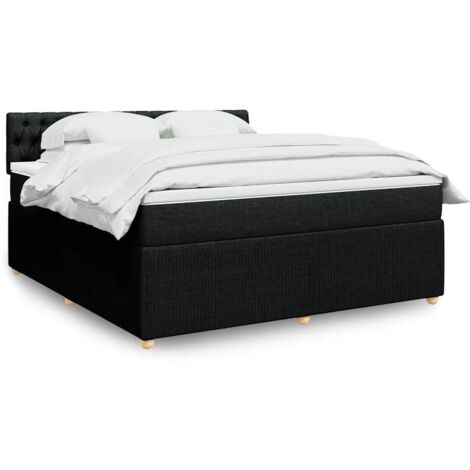 Cama box spring con colchón tela negro 180x200 cm