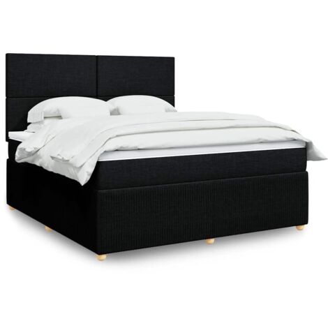 Cama box spring con colchón tela negro 180x200 cm
