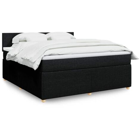 Cama box spring con colchón tela negro 180x200 cm