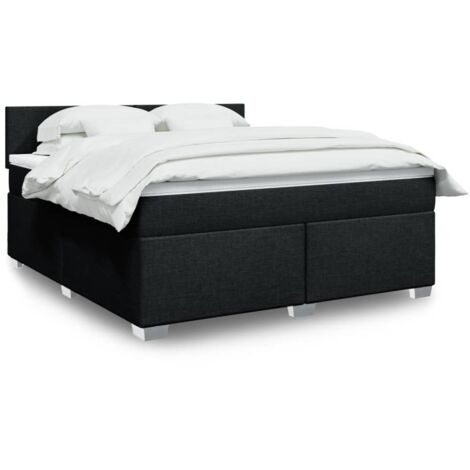 Cama box spring con colchón tela negro 180x200 cm