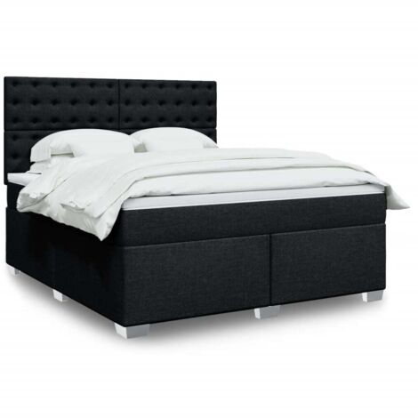 Cama box spring con colchón tela negro 180x200 cm