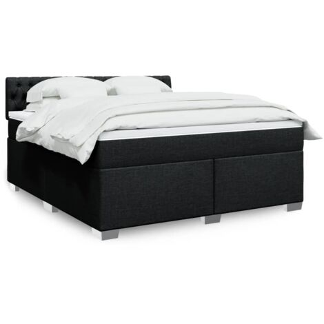 Cama box spring con colchón tela negro 180x200 cm