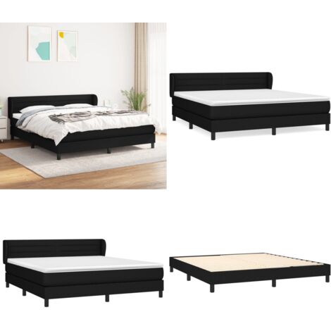 Cama box spring con colchón tela negro 180x200 cm - Colchón de muelles - Cama de muelles ensacados