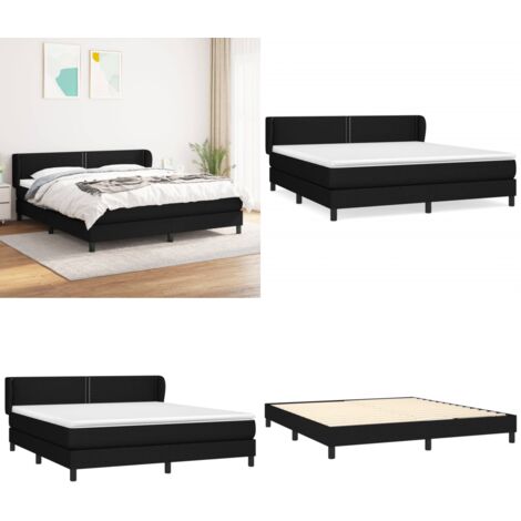 Cama box spring con colchón tela negro 180x200 cm - Colchón de muelles - Cama de muelles ensacados