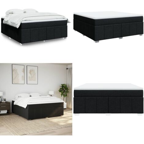 Cama box spring con colchón tela negro 180x200 cm - Colchón de muelles - Cama de muelles ensacados