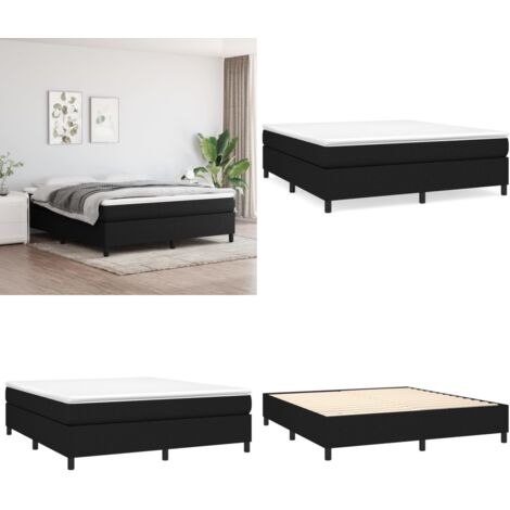 Cama box spring con colchón tela negro 180x200 cm - Colchón de muelles ensacados - Cama box spring
