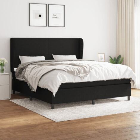 Cama box spring con colchón tela negro 180x200 cm vidaXL