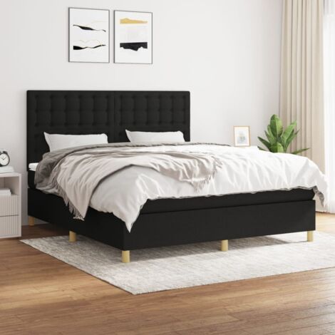 Cama box spring con colchón tela negro 180x200 cm vidaXL