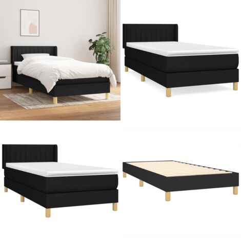 Cama box spring con colchón tela negro 80x200 cm - Cama box spring - Colchón de muelles ensacados
