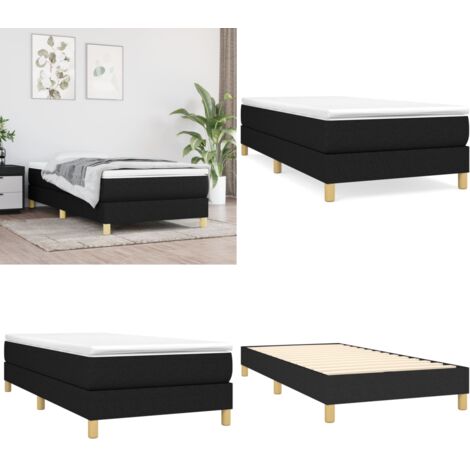 Cama box spring con colchón tela negro 80x200 cm - Colchón de muelles ensacados - Cama box spring