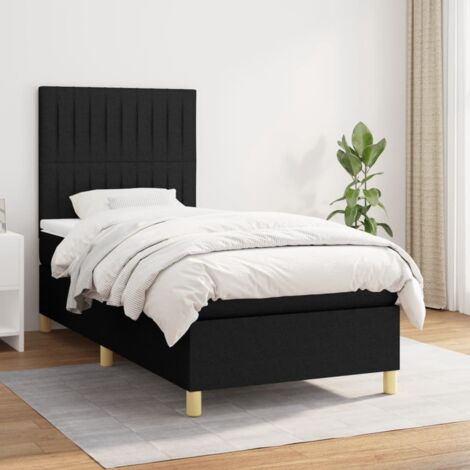 Cama box spring con colchón tela negro 90x190 cm vidaXL