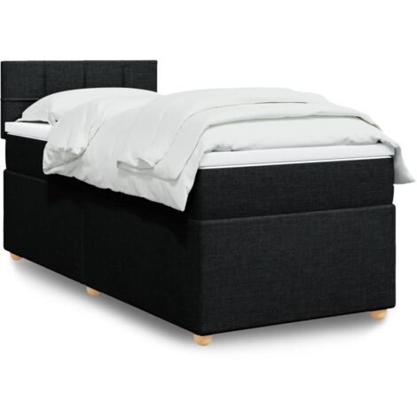 Cama box spring con colchón tela negro 90x200 cm