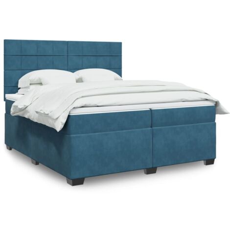 Cama box spring con colchón terciopelo azul 200x200 cm vidaXL
