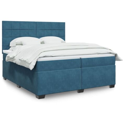 Cama box spring con colchón terciopelo azul 200x200 cm vidaXL