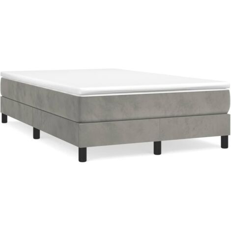 Cama box spring con colchón terciopelo gris claro 120x190 cm