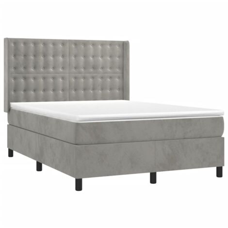 Cama box spring con colchón terciopelo gris claro 140x190 cm vidaXL