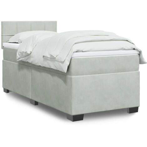 Cama box spring con colchón terciopelo gris claro 80x200 cm vidaXL