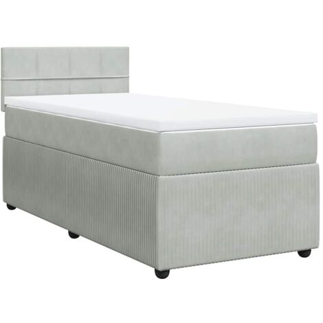 Cama box spring con colchón terciopelo gris claro 80x200 cm vidaXL