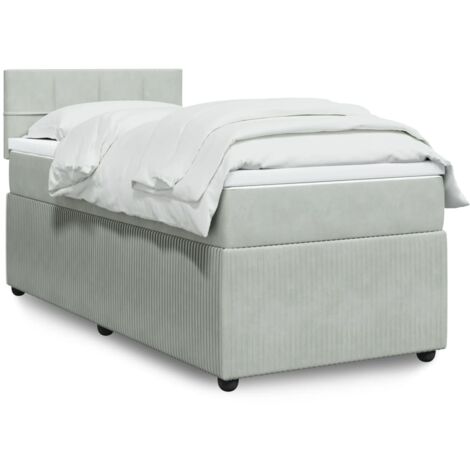 Cama box spring con colchón terciopelo gris claro 80x200 cm vidaXL