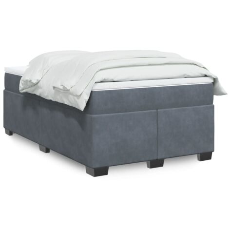Cama box spring con colchón terciopelo gris oscuro 120x190 cm