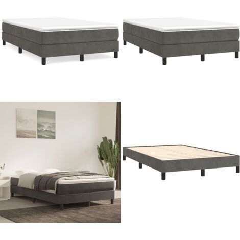 Cama box spring con colchón terciopelo gris oscuro 120x190 cm - Colchón de muelles - Cama con terciopelo