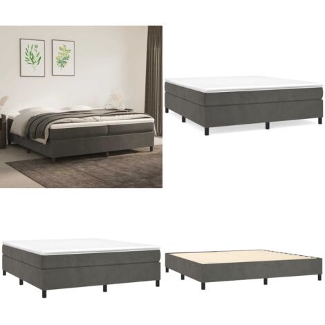Cama box spring con colchón terciopelo gris oscuro 200x200 cm - Colchón de muelles - Cama box spring
