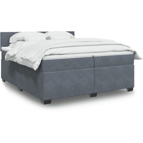Cama box spring con colchón terciopelo gris oscuro 200x200 cm vidaXL