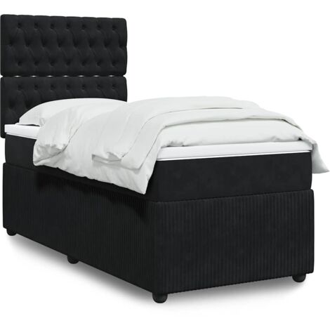 Cama box spring con colchón terciopelo negro 100x200 cm
