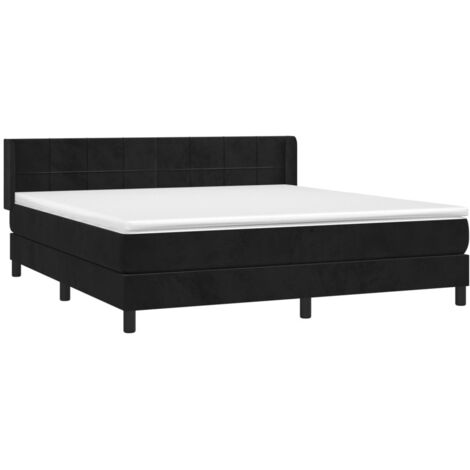 Cama box spring con colchón terciopelo negro 160x200 cm