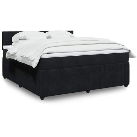 Cama box spring con colchón terciopelo negro 180x200 cm