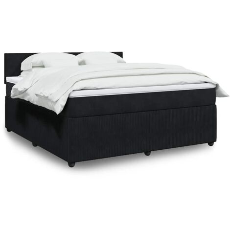 Cama box spring con colchón terciopelo negro 180x200 cm