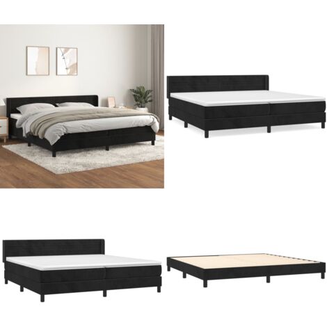 Cama box spring con colchón terciopelo negro 200x200 cm - Colchón de muelles - Cama box spring