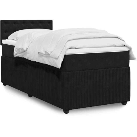 Cama box spring con colchón terciopelo negro 80x200 cm