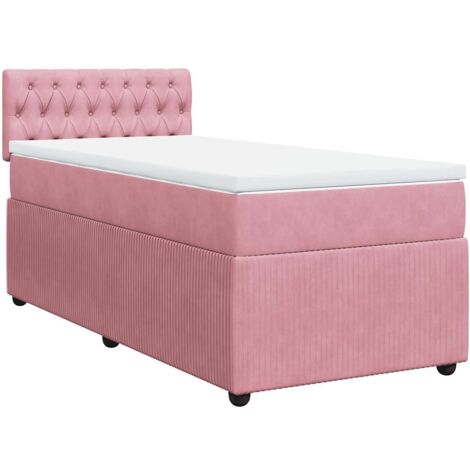 Cama box spring con colchón terciopelo rosa 100x200 cm vidaXL