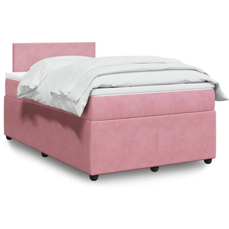 Cama box spring con colchón terciopelo rosa 120x190 cm