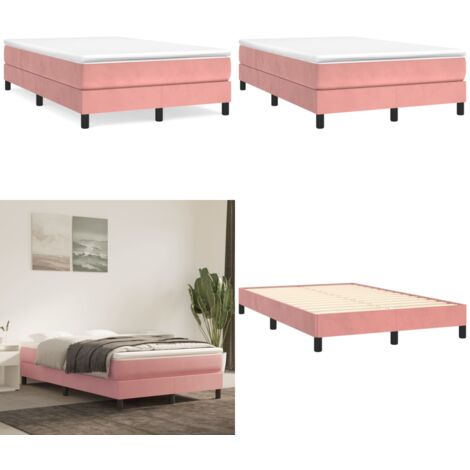 Cama box spring con colchón terciopelo rosa 120x190 cm - Colchón de muelles - Cama box spring