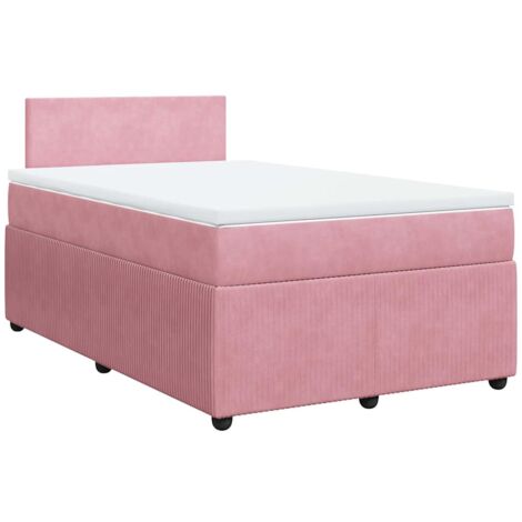 Cama box spring con colchón terciopelo rosa 120x190 cm vidaXL