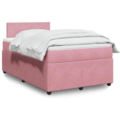 Cama box spring con colchón terciopelo rosa 120x200 cm