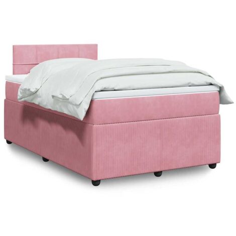 Cama box spring con colchón terciopelo rosa 120x200 cm
