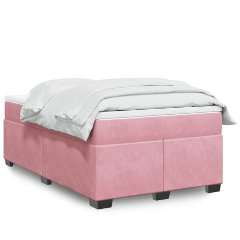 Cama box spring con colchón terciopelo rosa 120x200 cm