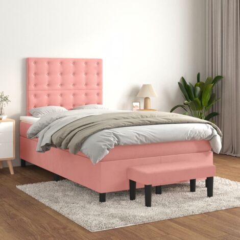 Cama box spring con colchón terciopelo rosa 120x200 cm vidaXL