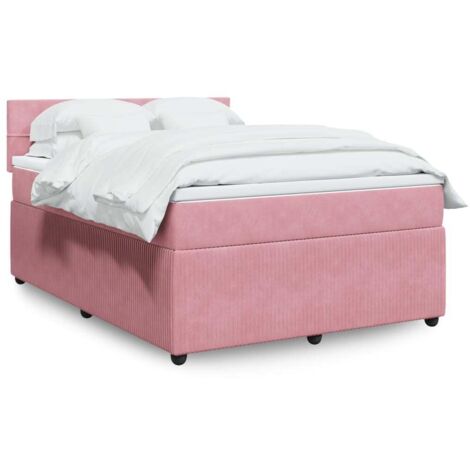 Cama box spring con colchón terciopelo rosa 140x190 cm vidaXL