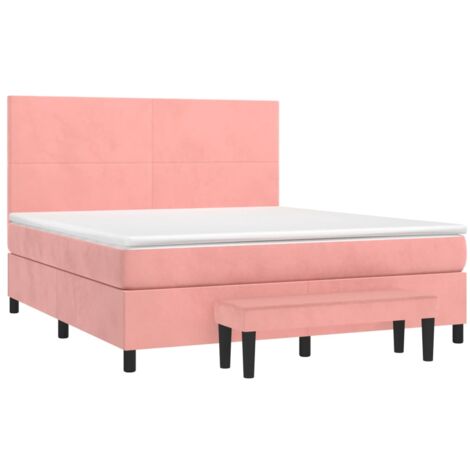 Cama box spring con colchón terciopelo rosa 180x200 cm vidaXL