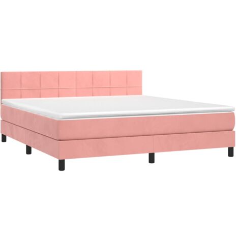 Cama box spring con colchón terciopelo rosa 180x200 cm vidaXL