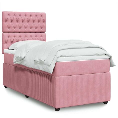 Cama box spring con colchón terciopelo rosa 80x200 cm vidaXL