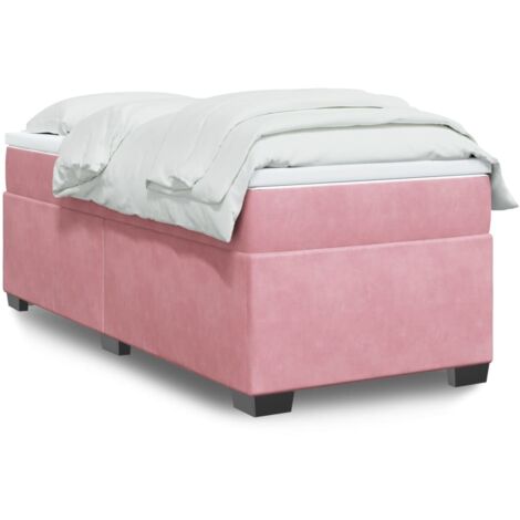 Cama box spring con colchón terciopelo rosa 90x200 cm vidaXL